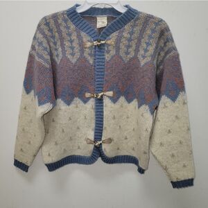 Alafoss Icewool Made in Iceland Wool Fair Isle Cardigan XS